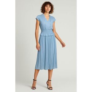 Current Air Ruffle Sleeve Peplum Midi‎ Dress Aqua Size M